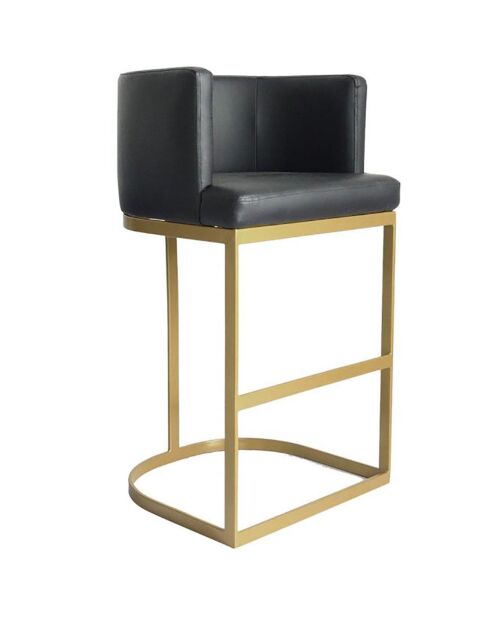 Chaise de bar Noellie Simili P.U. noire  - 55x53x100 cm