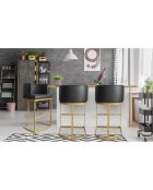 Chaise de bar Noellie Simili P.U. noire  - 55x53x100 cm