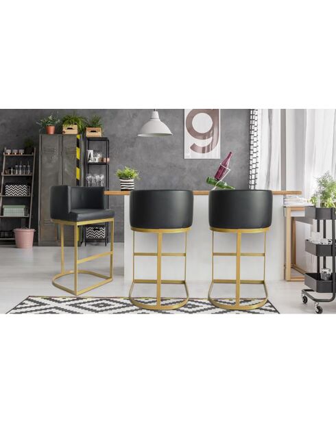 Chaise de bar Noellie Simili P.U. noire  - 55x53x100 cm