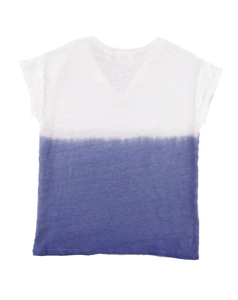 T-Shirt 100% Lin Toky délavé blanc/bleu