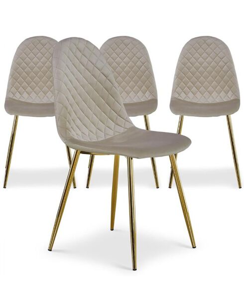 4 norwegische Stühle aus taupefarbenem Samt, 44 x 56,5 x 87,5 cm