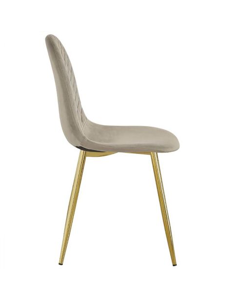 4 norwegische Stühle aus taupefarbenem Samt, 44 x 56,5 x 87,5 cm