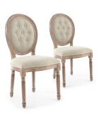 2 Chaises de style médaillon Louis XVI beiges - 49x46x96 cm