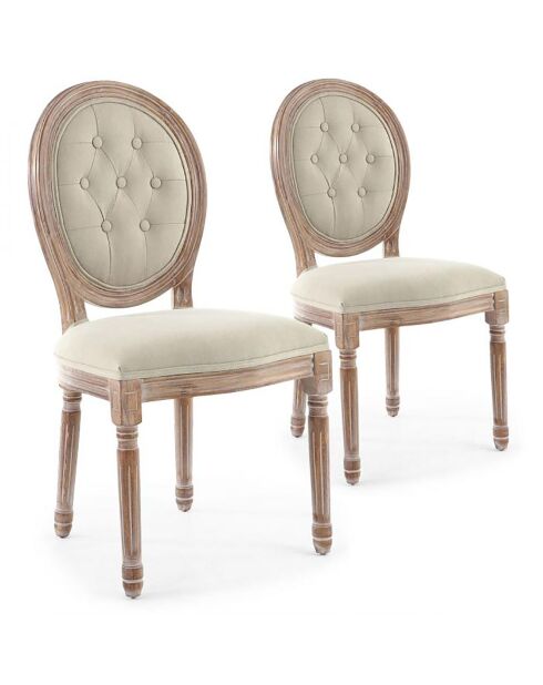 2 Chaises de style médaillon Louis XVI beiges - 49x46x96 cm