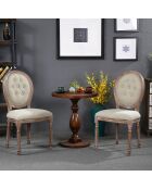 2 Chaises de style médaillon Louis XVI beiges - 49x46x96 cm