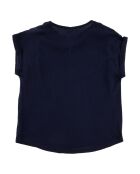 T-Shirt en Coton Teslime brodé au col bleu nuit