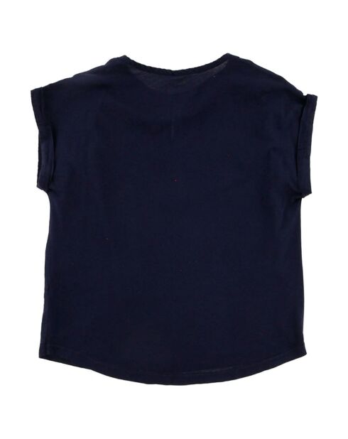 T-Shirt en Coton Teslime brodé au col bleu nuit