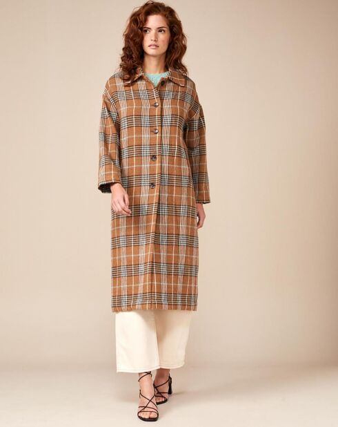 Abrigo Lyock de algodón y lana con estampado de camello