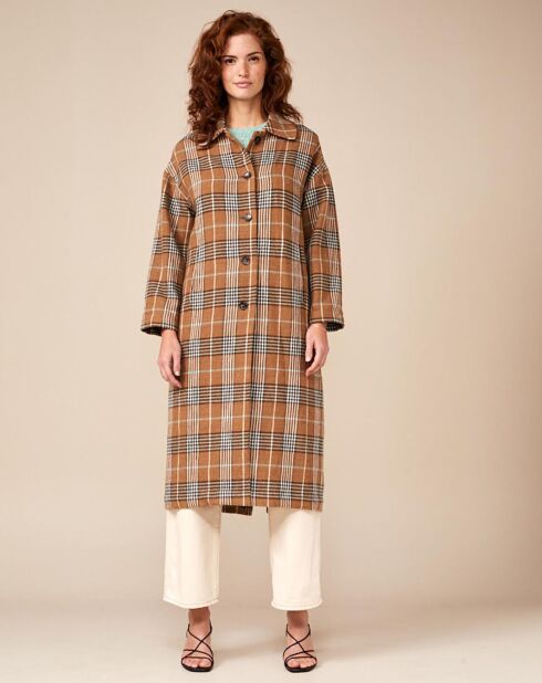 Abrigo Lyock de algodón y lana con estampado de camello