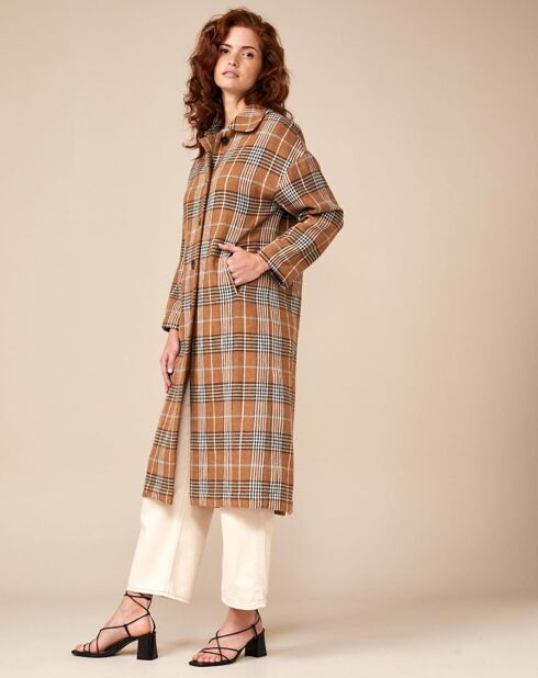 Abrigo Lyock de algodón y lana con estampado de camello