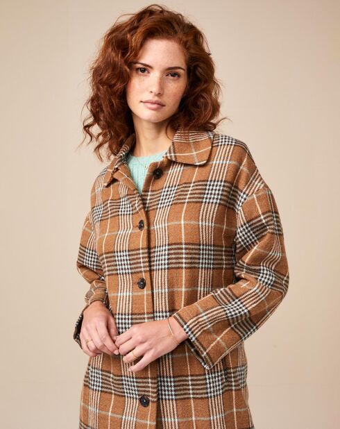 Abrigo Lyock de algodón y lana con estampado de camello