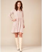 Weiß/rosa gestreiftes Audrey-Kleid