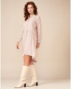 Weiß/rosa gestreiftes Audrey-Kleid