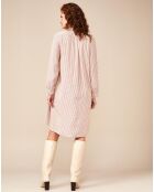 Weiß/rosa gestreiftes Audrey-Kleid