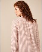 Weiß/rosa gestreiftes Audrey-Kleid