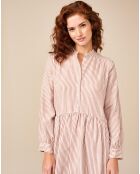 Weiß/rosa gestreiftes Audrey-Kleid