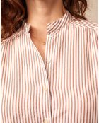 Weiß/rosa gestreiftes Audrey-Kleid