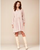 Weiß/rosa gestreiftes Audrey-Kleid