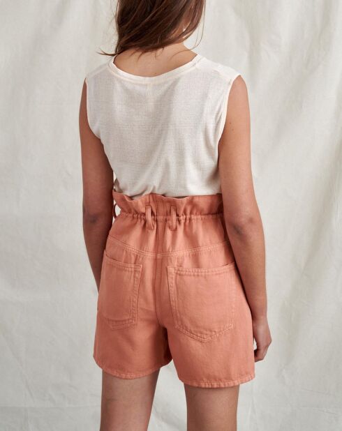 Blassrosa Shorts Pistil aus Baumwolle und Leinen