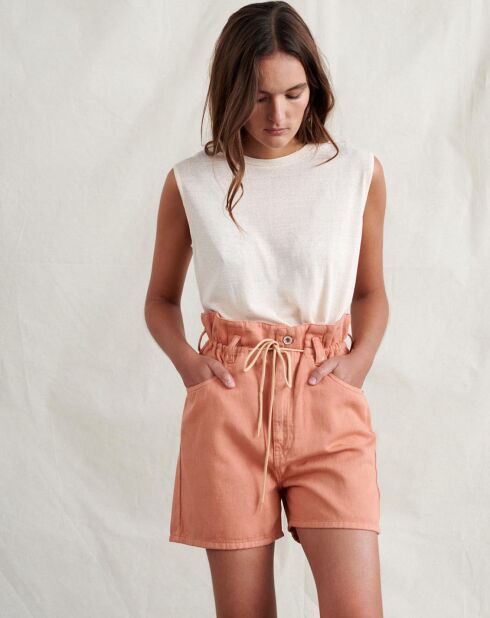 Blassrosa Shorts Pistil aus Baumwolle und Leinen