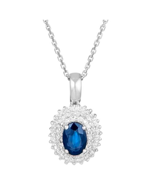 Pendentif Palawan Diamants 0.15 ct & Saphir 0.65 ct or blanc