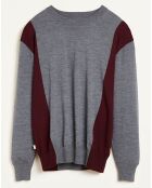 Pull 100% Laine Dilege gris/bordeaux