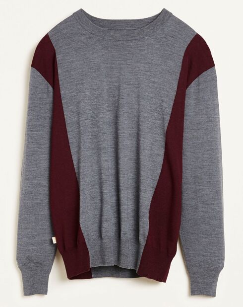 Pull 100% Laine Dilege gris/bordeaux