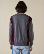 Pull 100% Laine Dilege gris/bordeaux