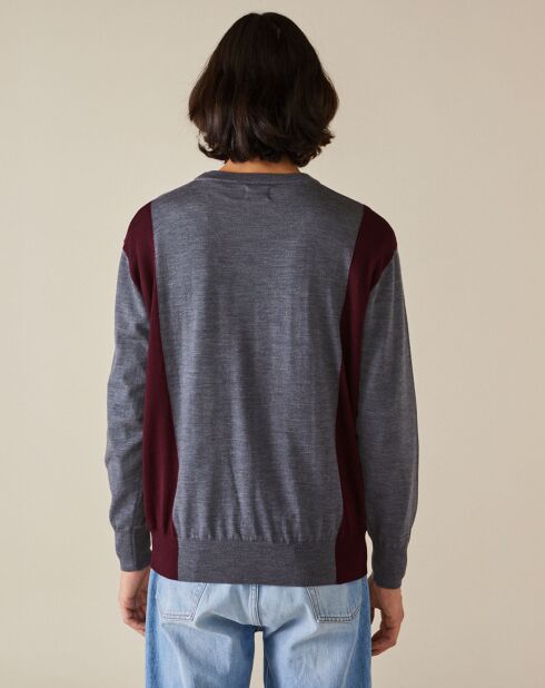 Pull 100% Laine Dilege gris/bordeaux