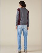 Pull 100% Laine Dilege gris/bordeaux