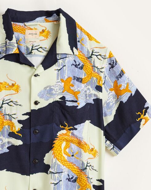 Chemise Faraway imprimée écru/marine