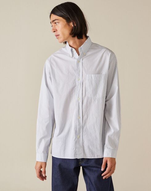 Chemise confort Farel rayée bleu ciel/blanc