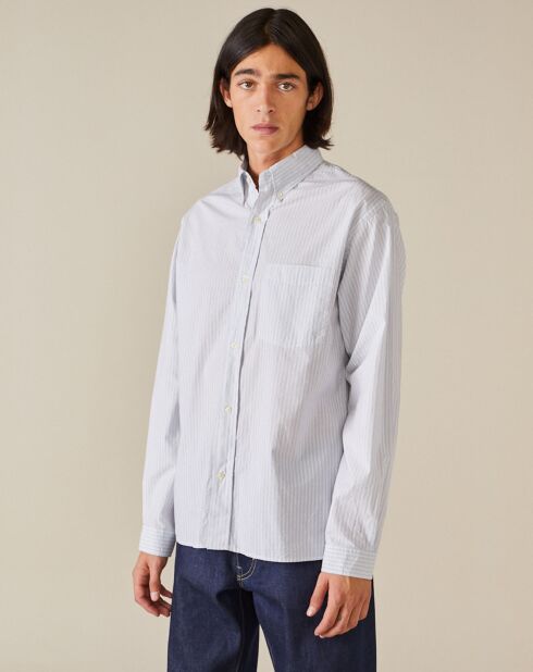 Chemise confort Farel rayée bleu ciel/blanc