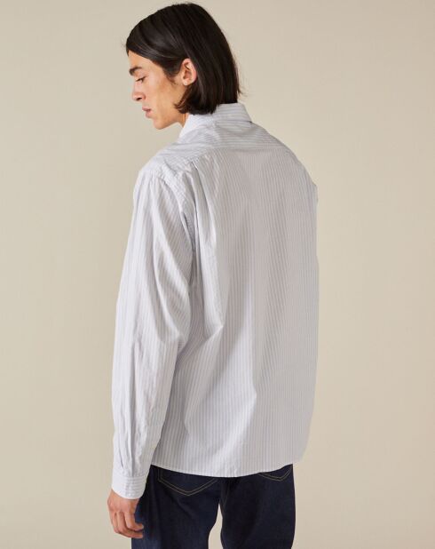 Chemise confort Farel rayée bleu ciel/blanc