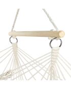 Hamac suspendu macrame + coussin beige bois/beige - 90x120 cm