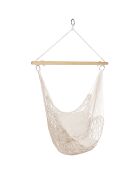 Hamac suspendu macrame + coussin beige bois/beige - 90x120 cm