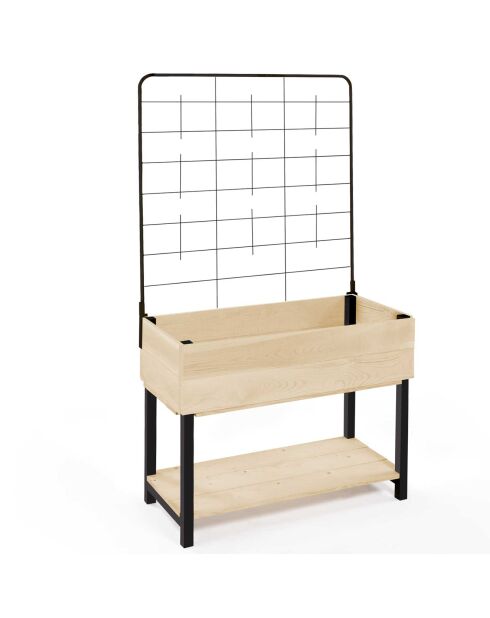 Jardinière sur pied avec treillis noir/beige - 80x60x140 cm