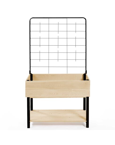 Jardinière sur pied avec treillis noir/beige - 80x60x140 cm