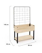 Jardinière sur pied avec treillis noir/beige - 80x60x140 cm