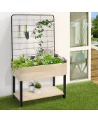 Jardinière sur pied avec treillis noir/beige - 80x60x140 cm