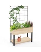 Jardinière sur pied avec treillis noir/beige - 80x60x140 cm