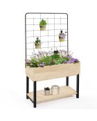 Jardinière sur pied avec treillis noir/beige - 80x60x140 cm