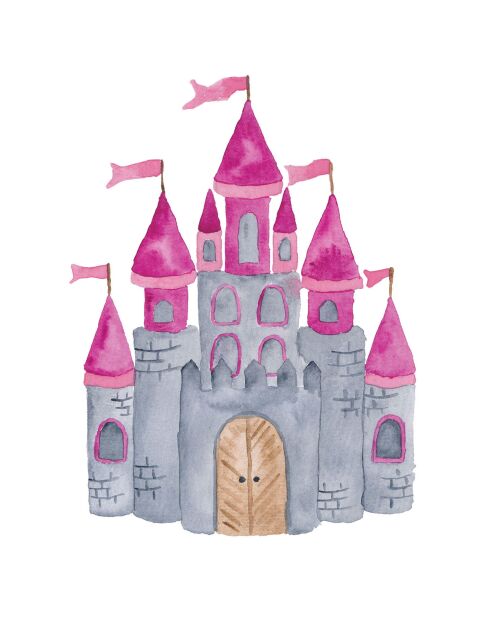 Sticker Chateau rose multicolore - 40x60 cm