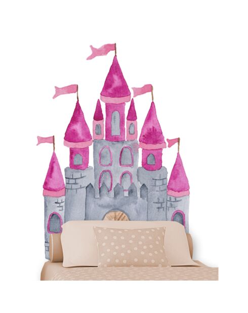 Sticker Chateau rose multicolore - 60x90 cm