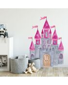 Sticker Chateau rose multicolore - 60x90 cm