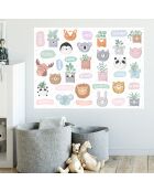Papier peint animaux multicolore - 66x90 cm