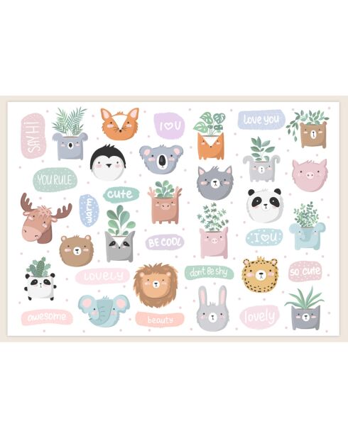 Papier peint animaux multicolore - 66x90 cm