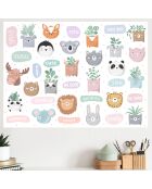 Papier peint animaux multicolore - 66x90 cm