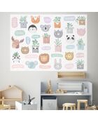 Papier peint animaux multicolore - 66x90 cm