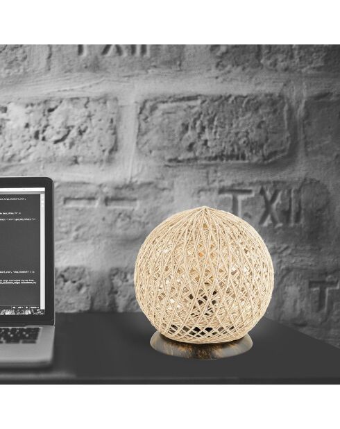 Tischlampe Balle aus ecrufarbener Jute - 25x25x23 cm